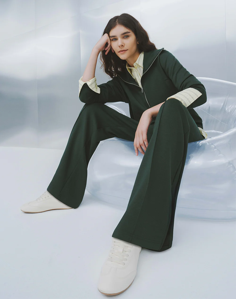 Pantalón tiro alto verde mujer - Image 6