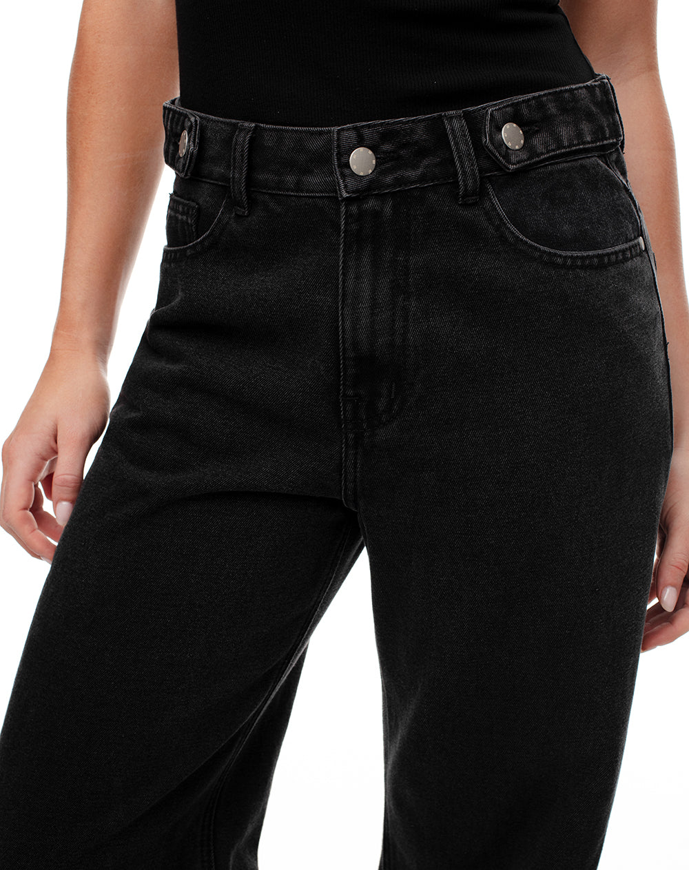 Jean wide leg tiro alto negro mujer - Image 3