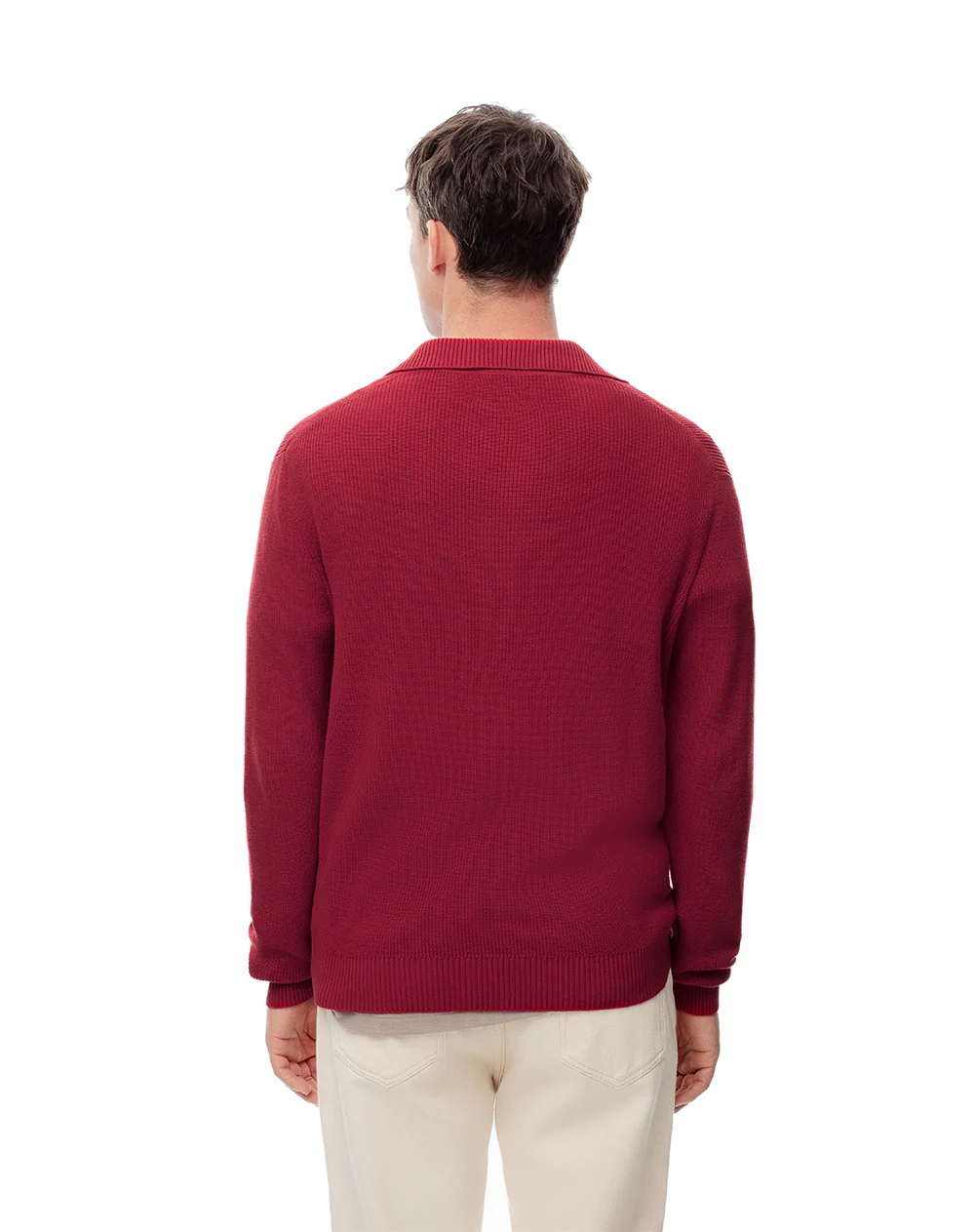 Buzo regular tejido de punto algodón rojo hombre - Image 2