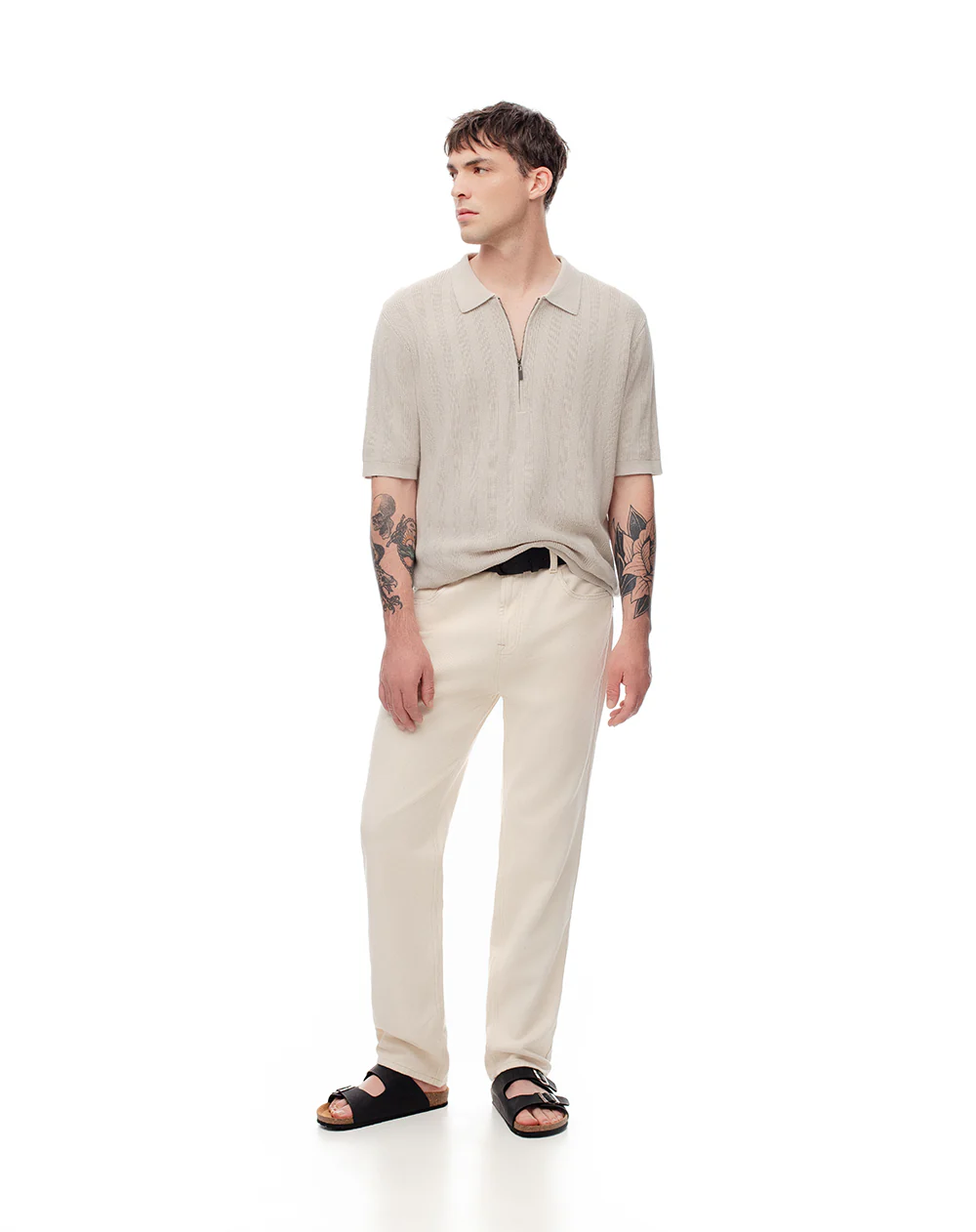 Polo regular tejido de punto algodón arena hombre - Image 3