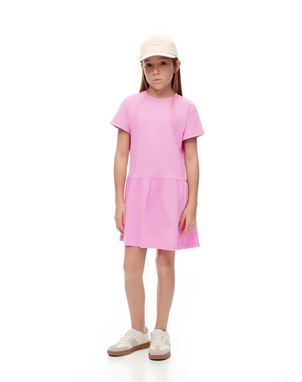 Vestido corto algodón rosa niña - Image 3