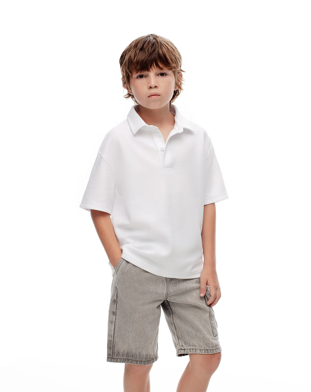 Polo regular blanca niño