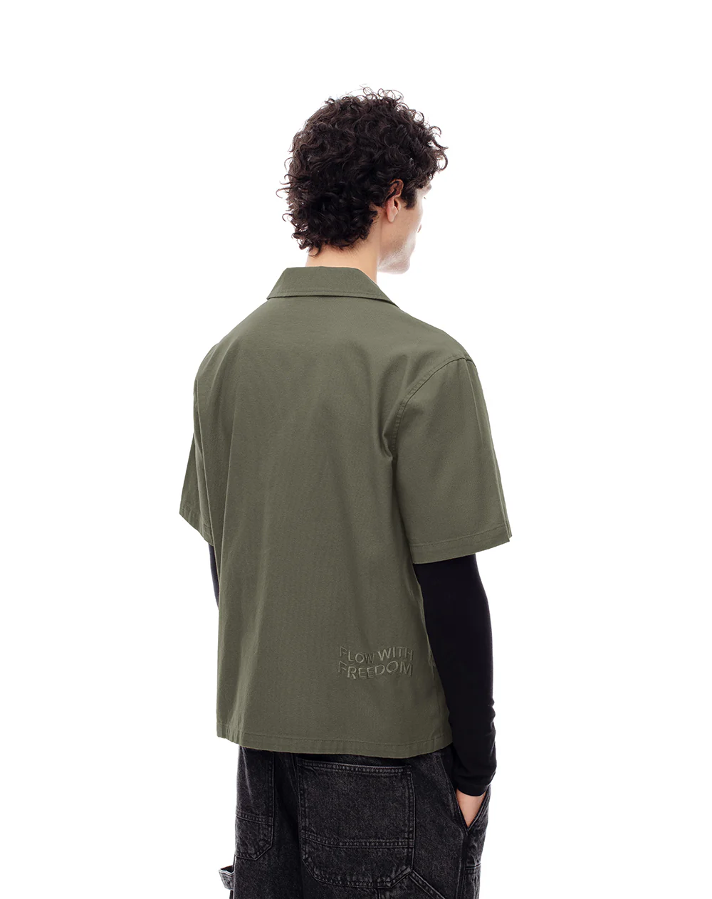 Camisa manga corta regular algodón café hombre - Image 3
