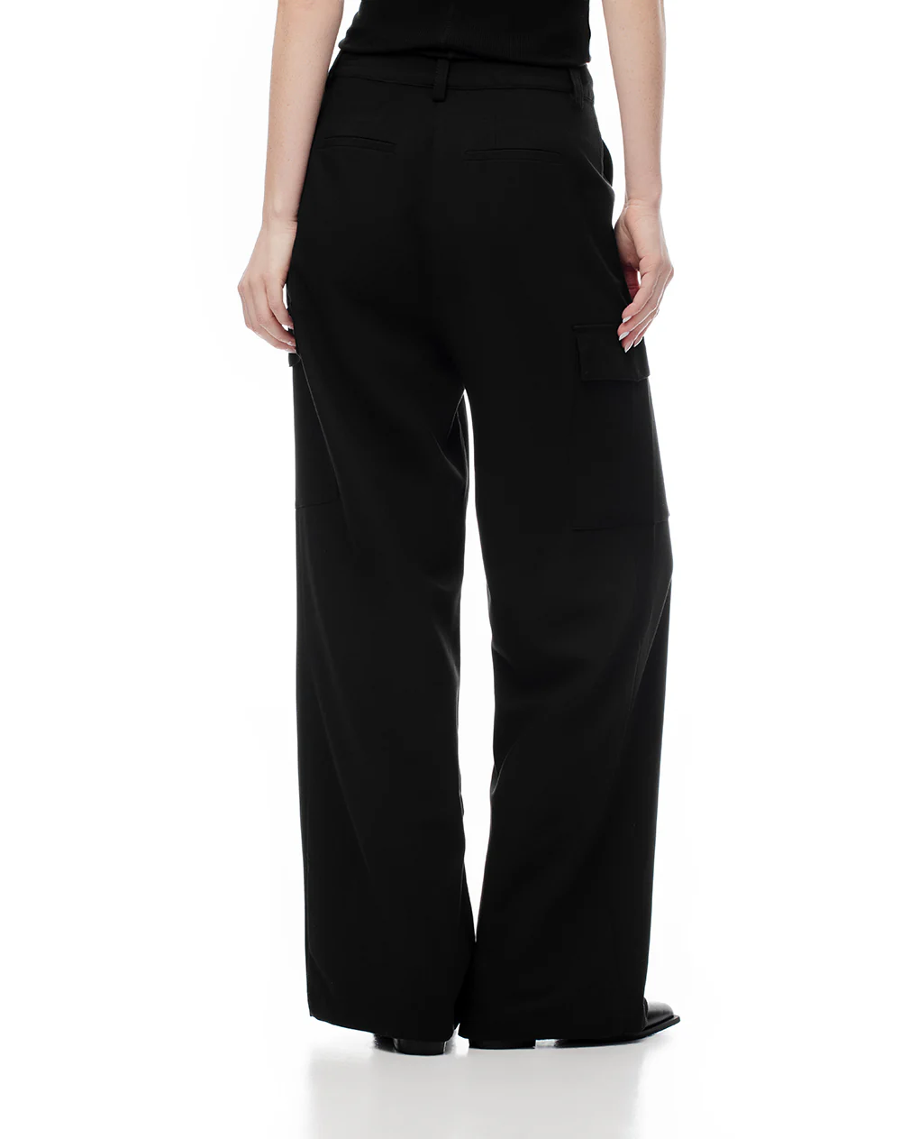 Pantalón cargo wide leg tiro alto negro mujer - Image 2