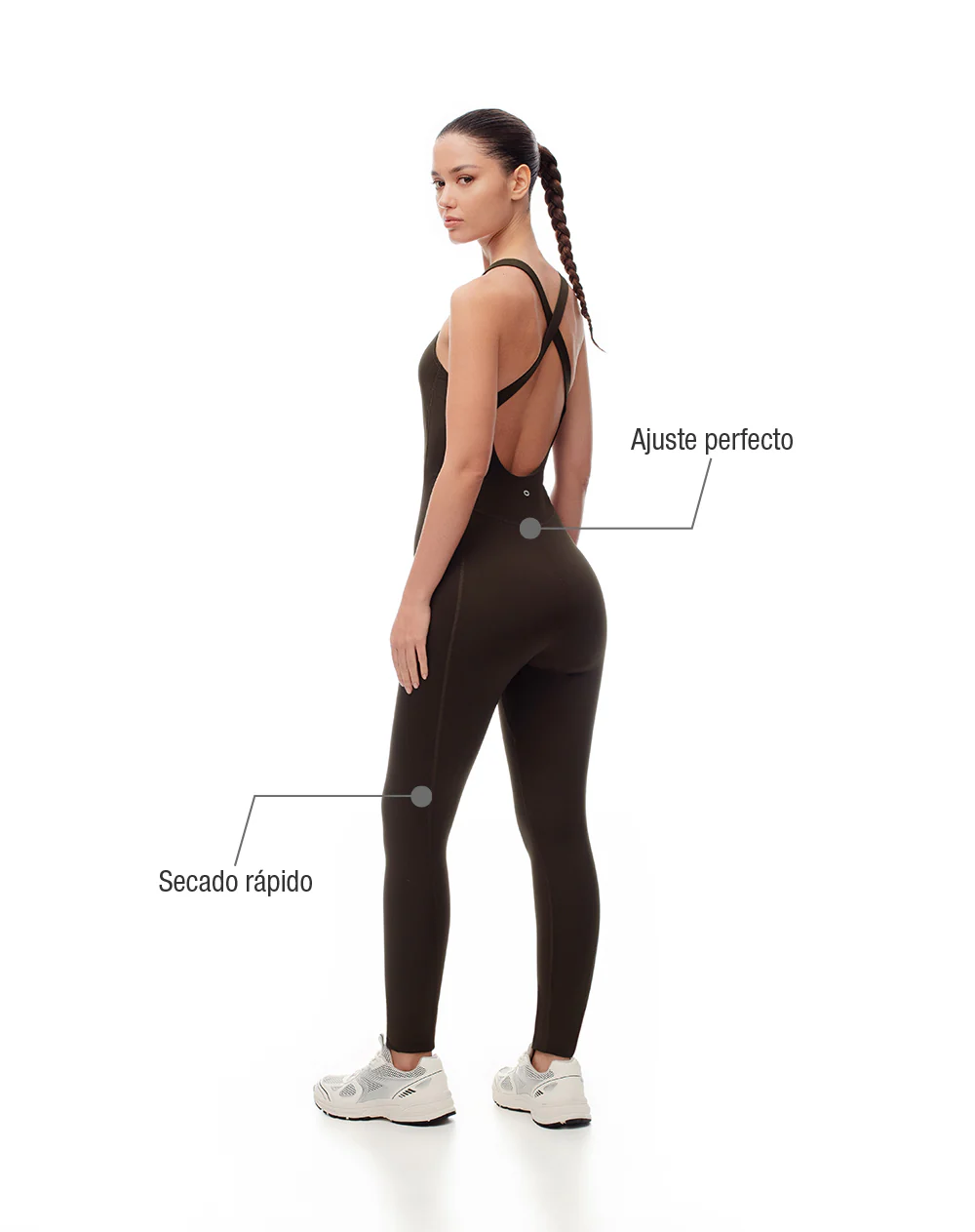 Enterizo deportivo secado rápido chocolate mujer - Image 2