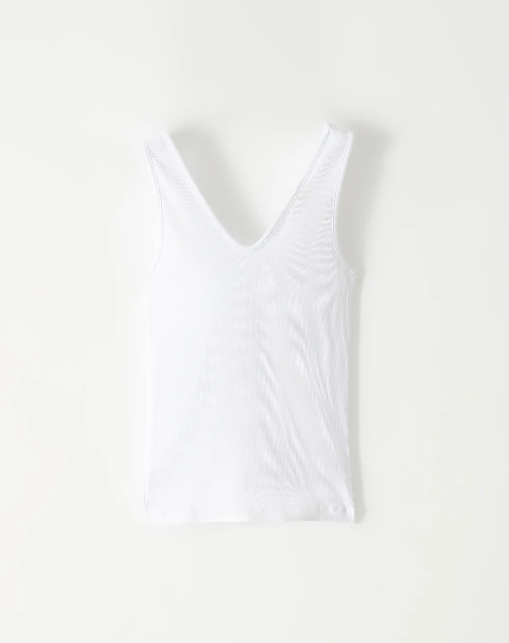 Camiseta manga sisa slim rib algodón blanca mujer - Image 5