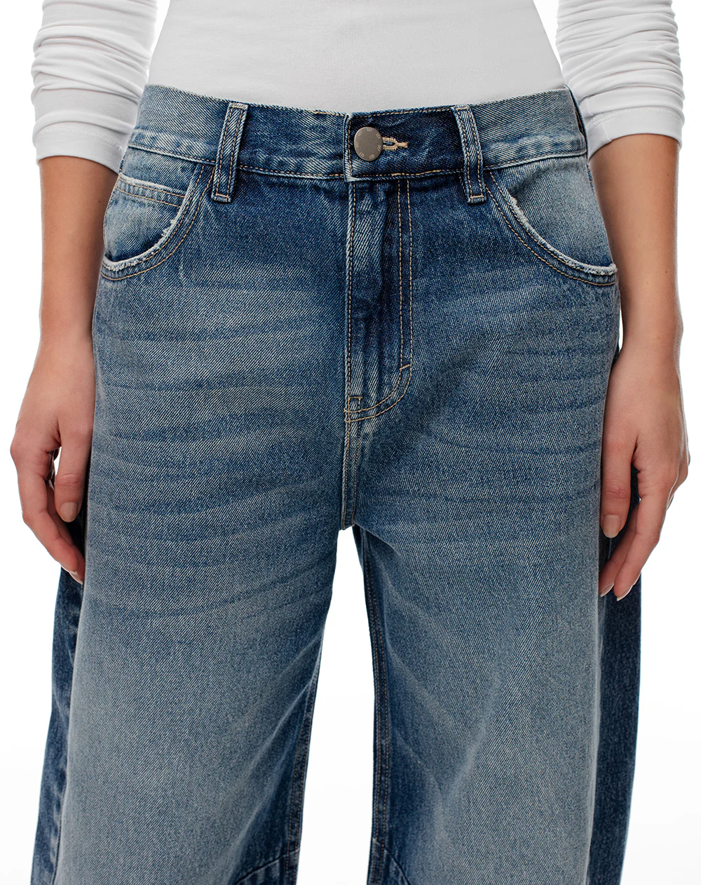 Jean wide leg tiro medio índigo medio mujer - Image 4