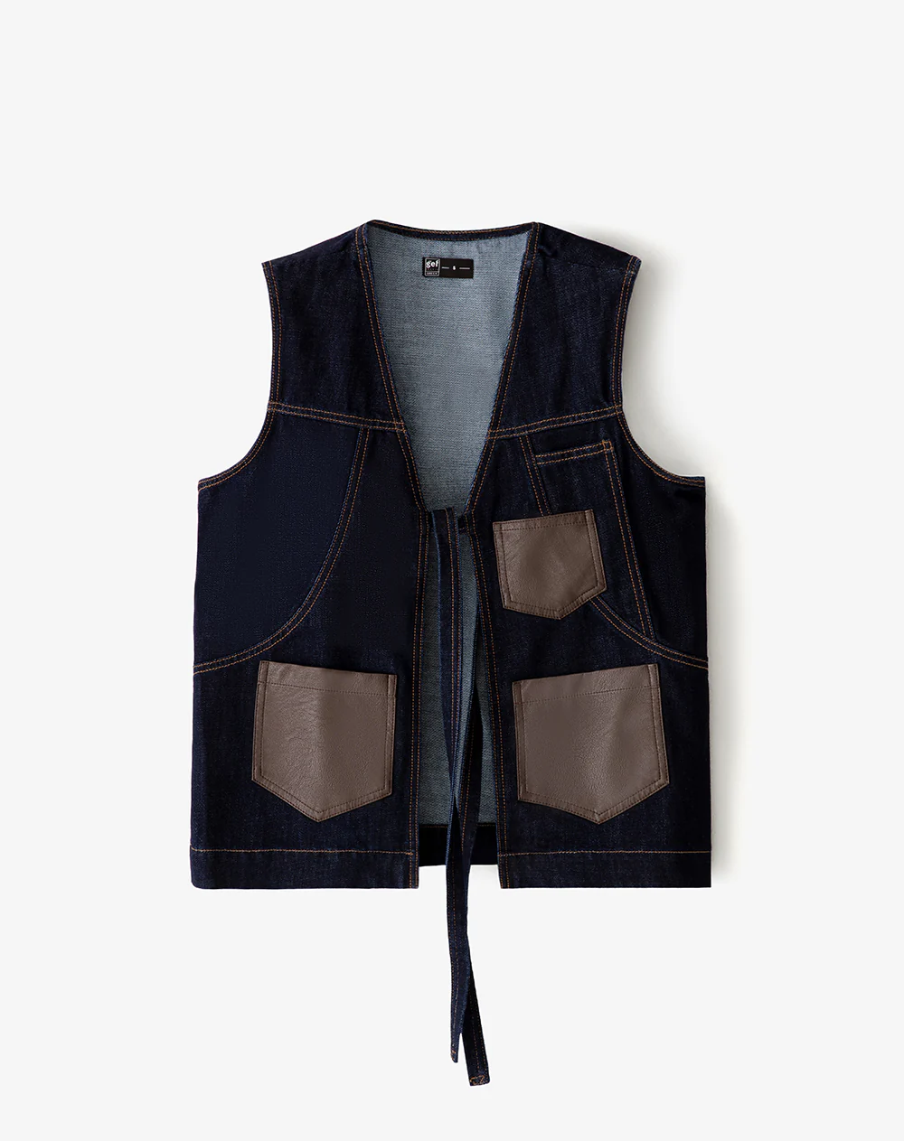 Chaleco denim anudado índigo oscuro mujer - Image 5