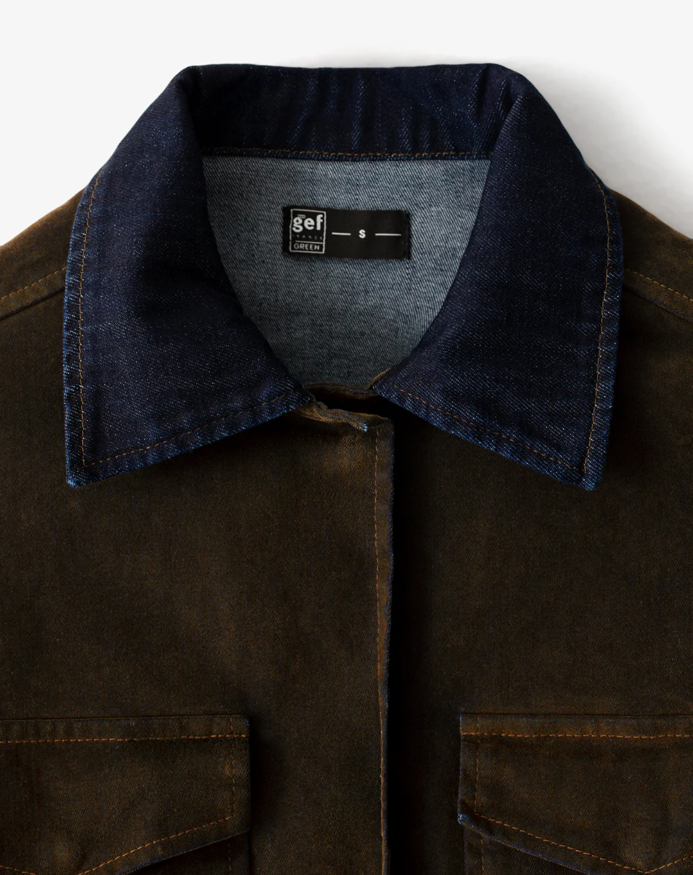 Chaqueta overshirt efecto gamuza café mujer - Image 6