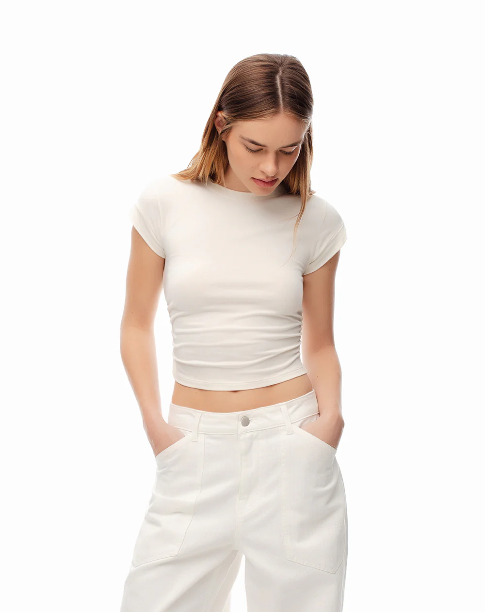 Camiseta crop slim habano mujer - Image 4