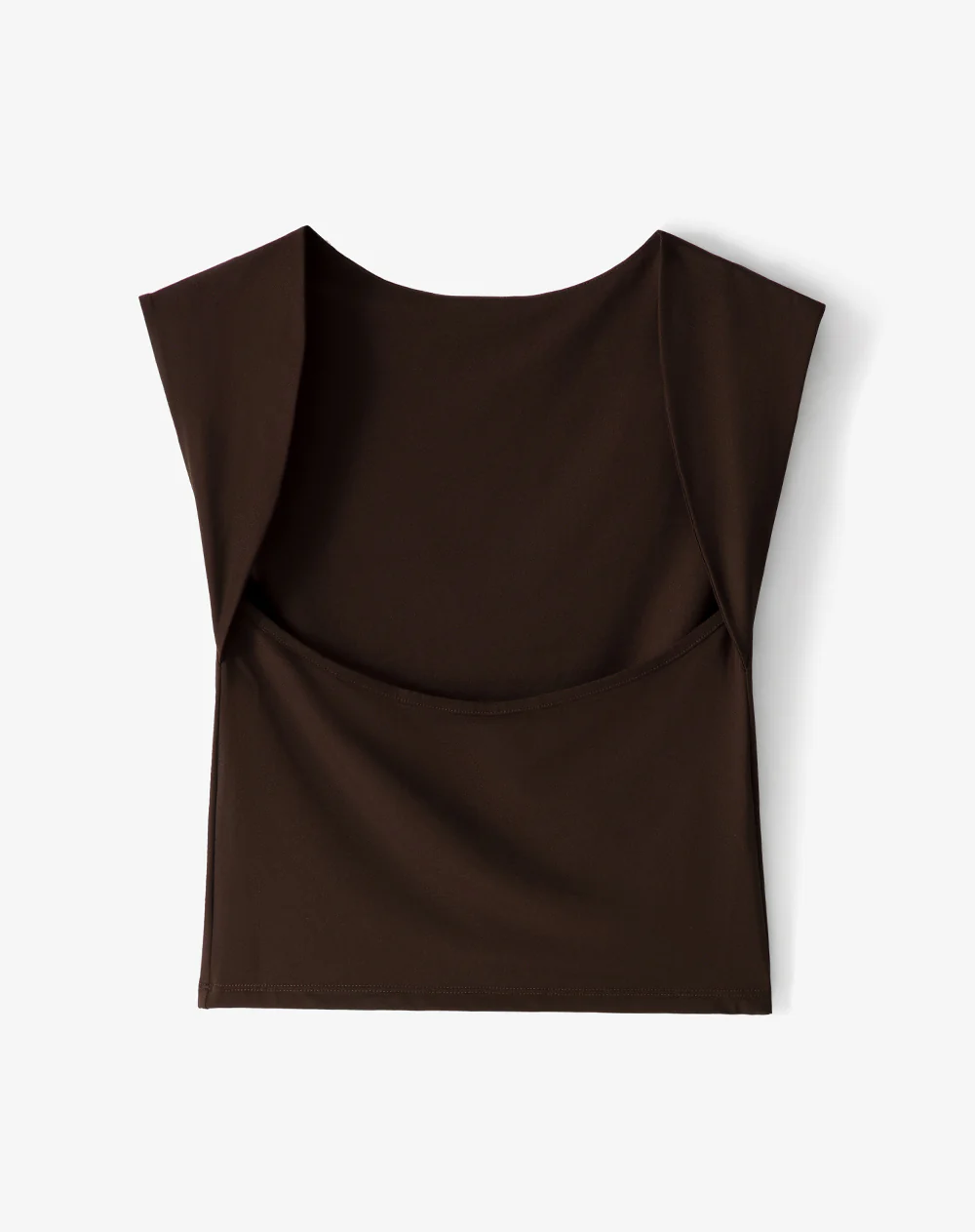 Camiseta crop slim doble tela chocolate mujer - Image 6