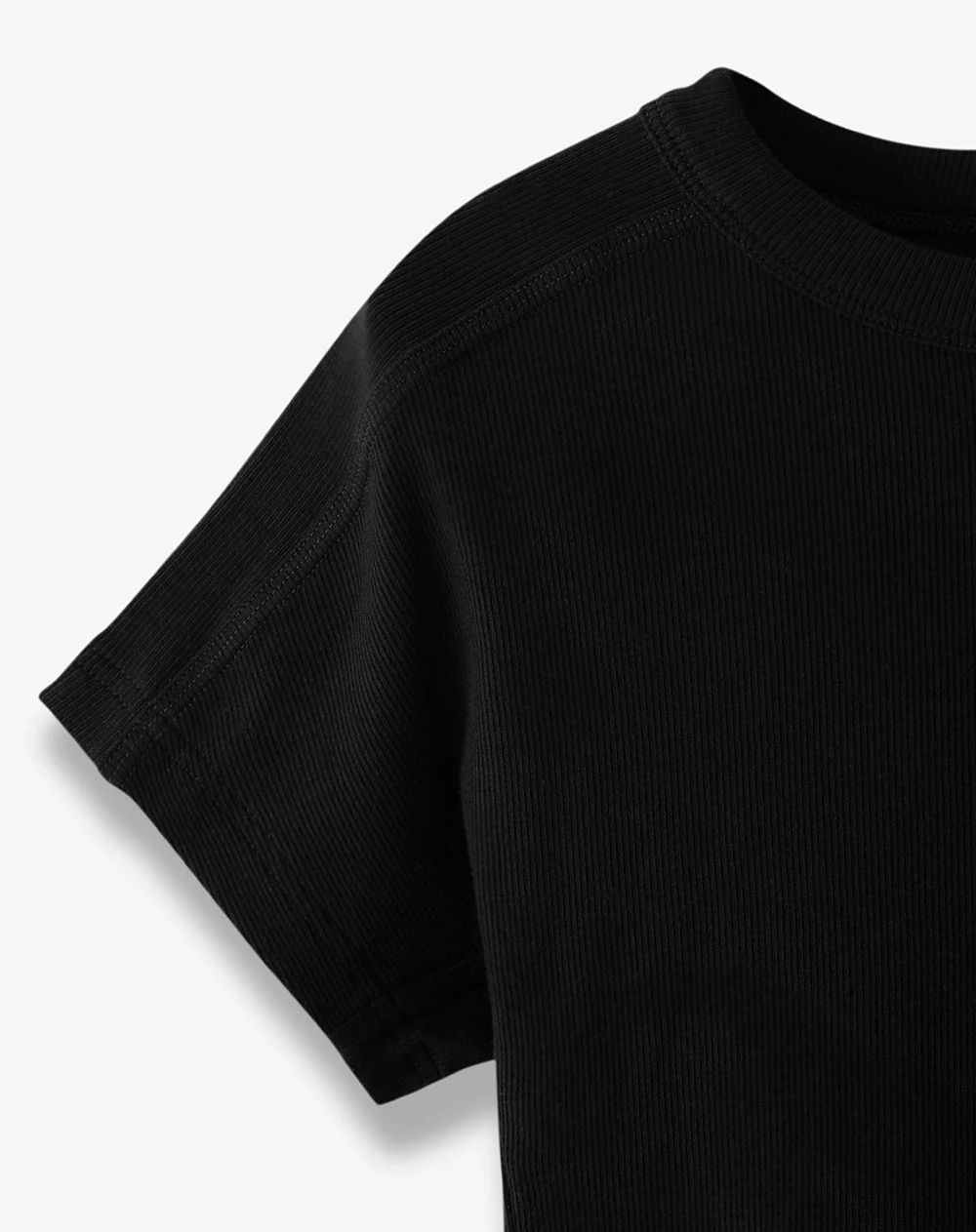 Camiseta crop slim rib algodón negro mujer - Image 6