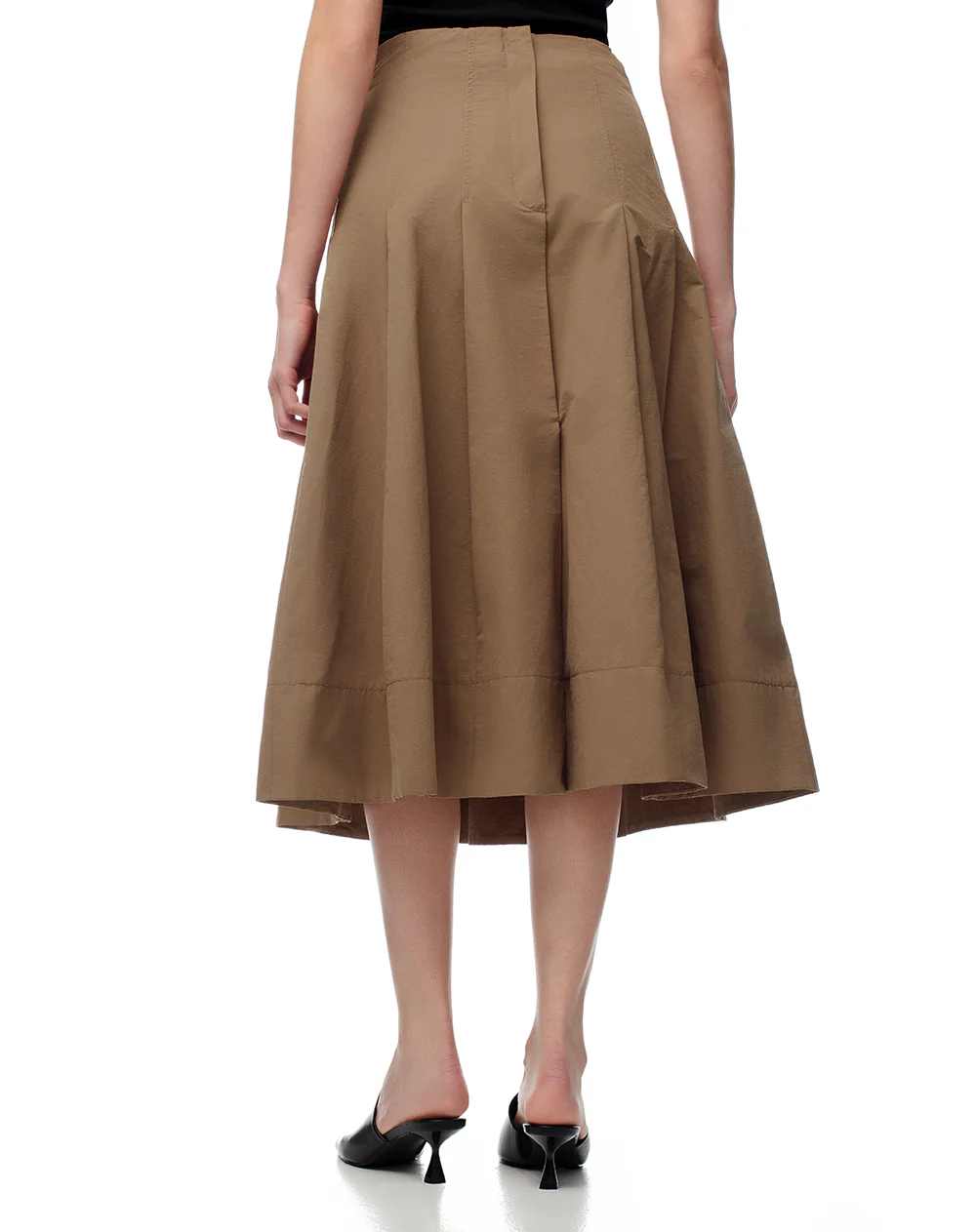 Falda midi en A tiro alto café mujer - Image 2