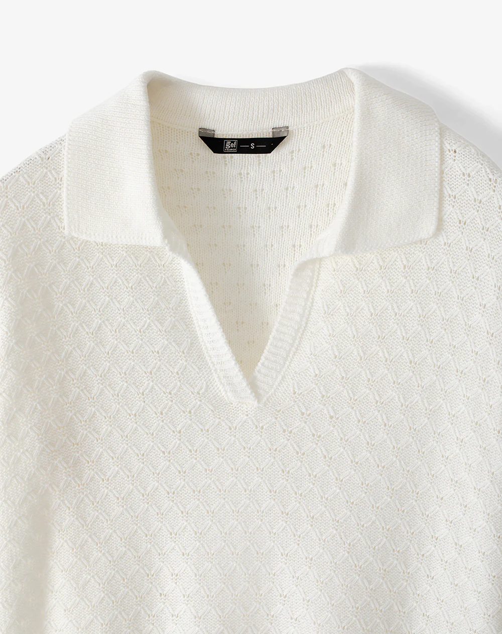 Polo regular tejido de punto blanca mujer - Image 7