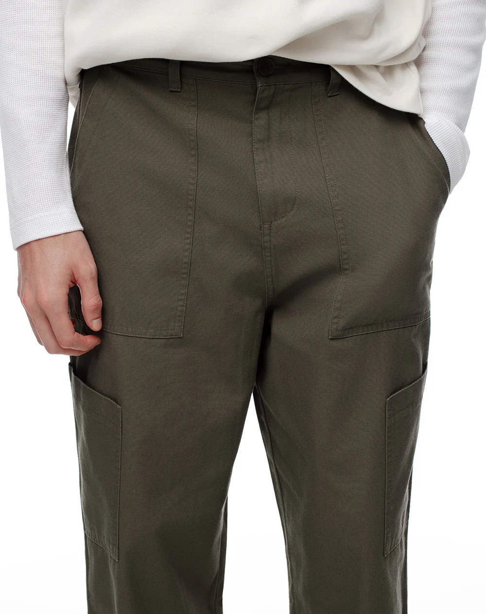 Pantalón cargo recto algodón verde hombre - Image 7