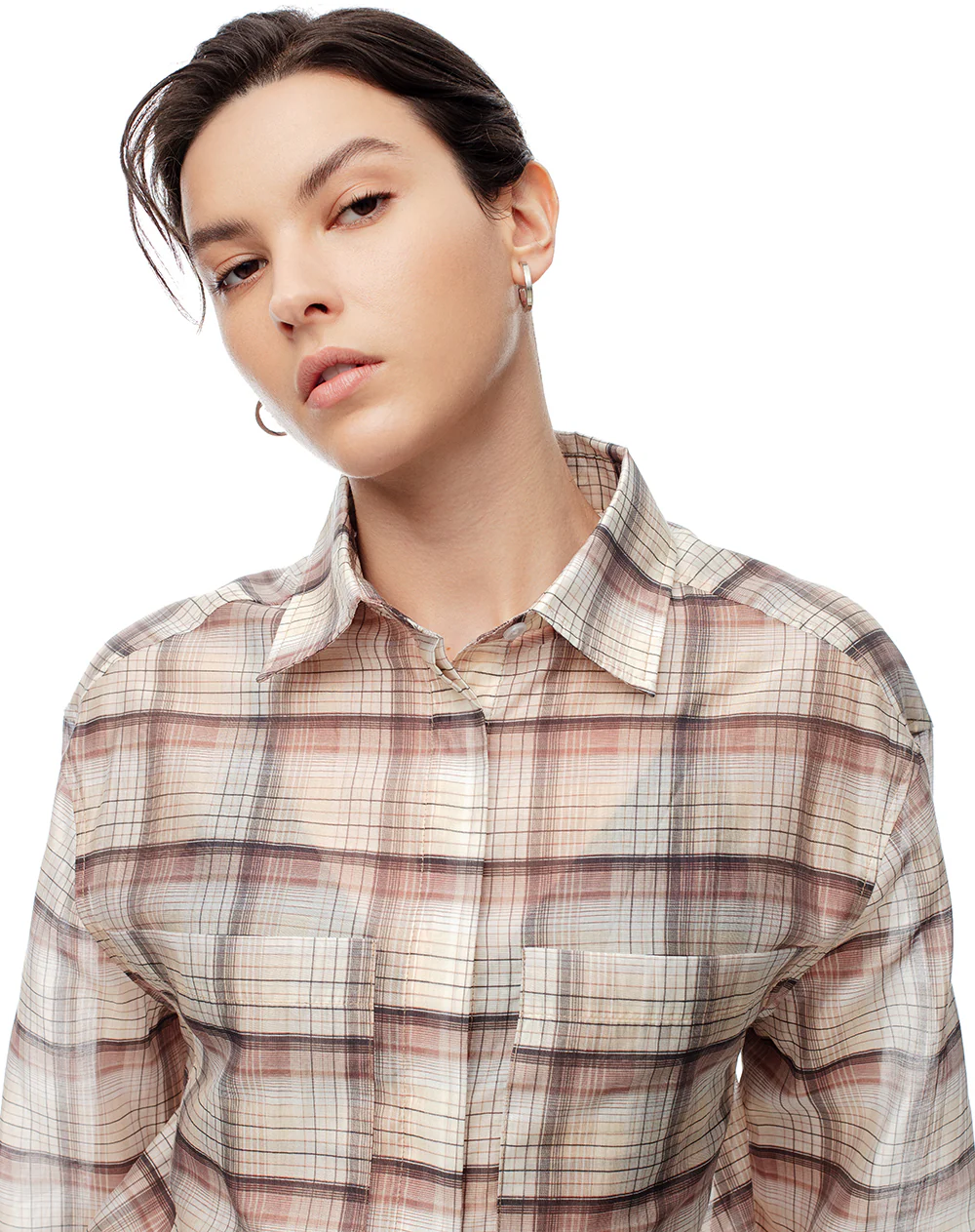 Camisa manga larga regular cuadros mujer - Image 3