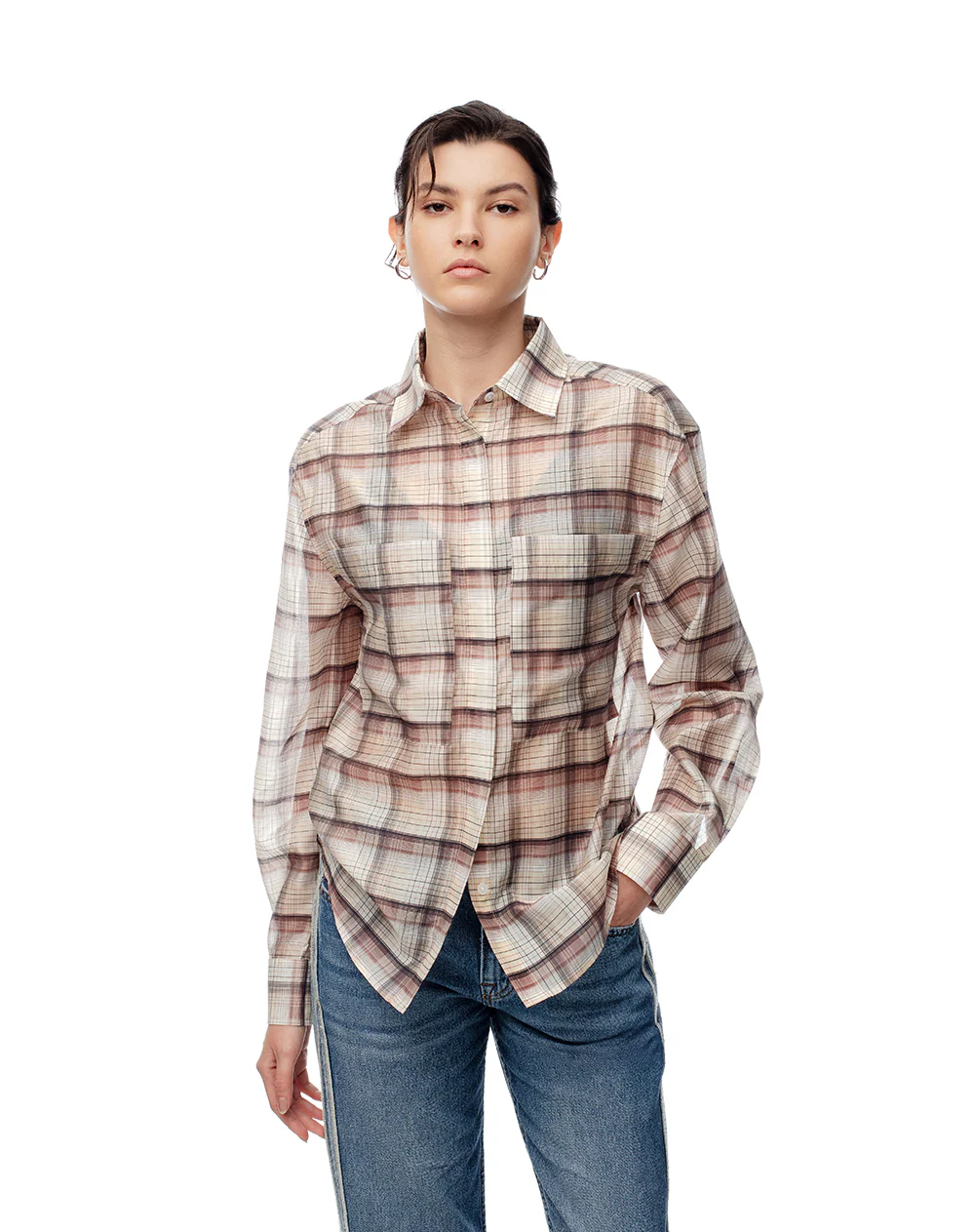 Camisa manga larga regular cuadros mujer - Image 5