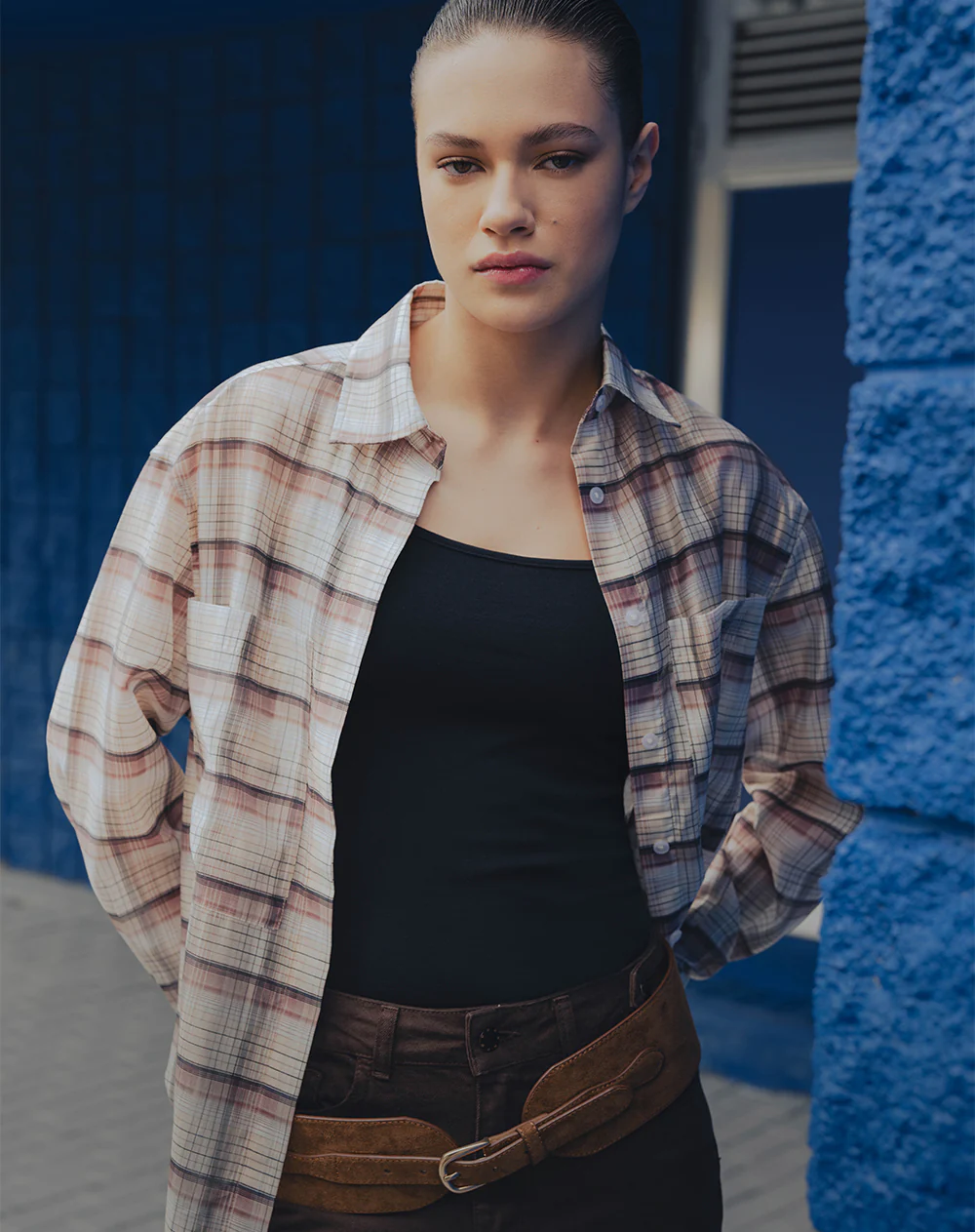 Camisa manga larga regular cuadros mujer - Image 6
