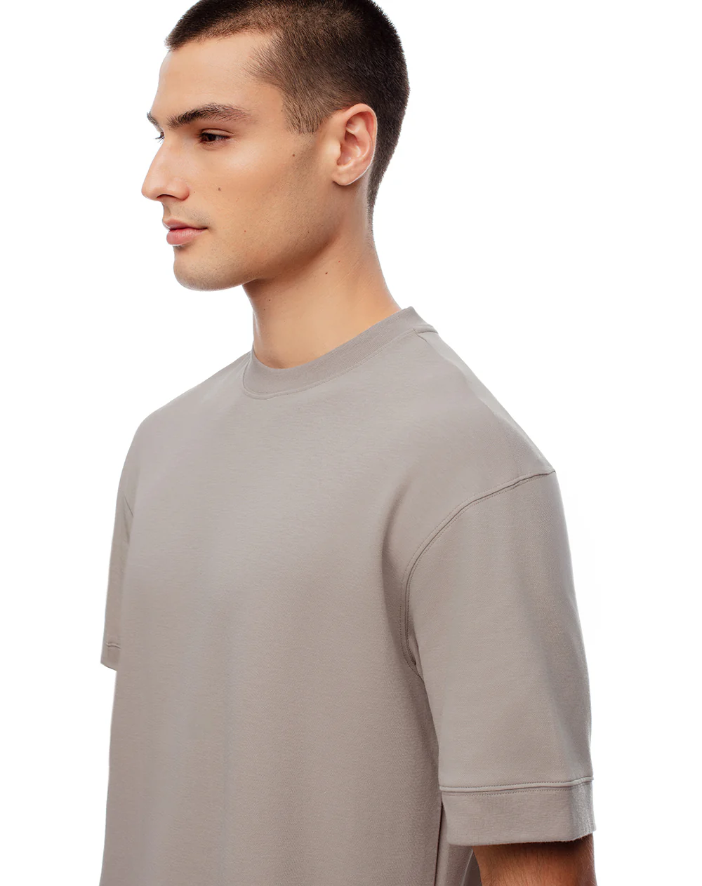 Camiseta oversized fit manga corta taupe - Image 3
